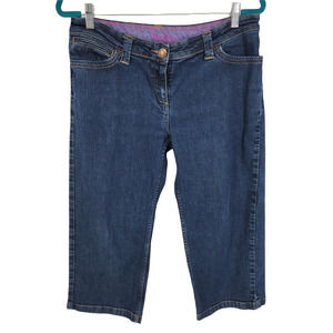 Boden Women's Mid-Rise Stretch Pockets Blue Capri Denim Jeans 16R